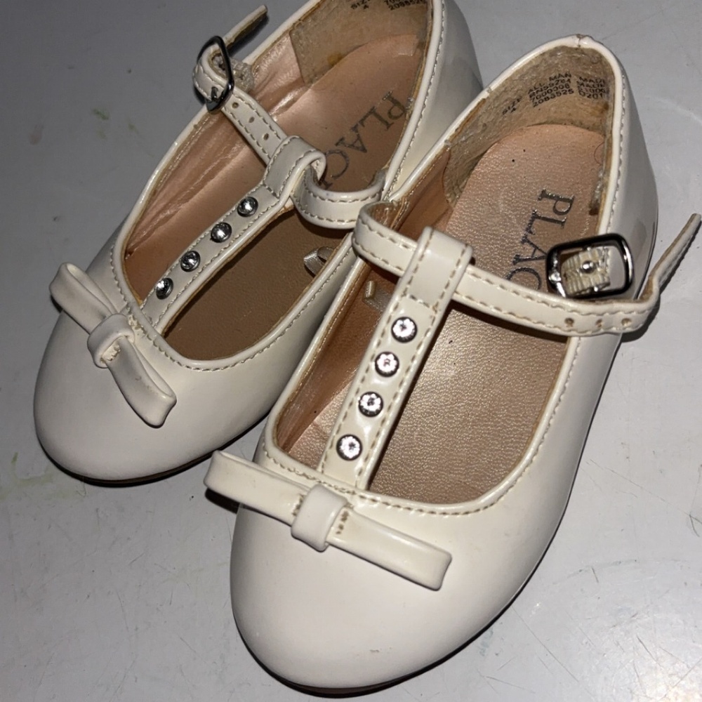 Toddler girl 4c white Mary Jane‎ bow dress shoe